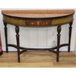 An Adam design painted demi-lune mahogany console table W.120cm