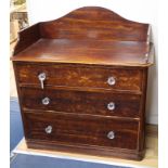 A Victorian three drawer mahogany washstand W.102cm