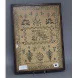 A 19th century sampler 40 x 29.5cm excl. frame