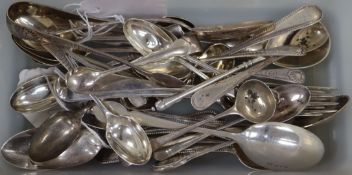 A set of six Scottish Victorian bead-edge silver teaspoons, two sets of coffee spoons (one with