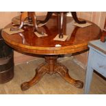 A Victorian burr walnut circular breakfast table Diameter 110cm