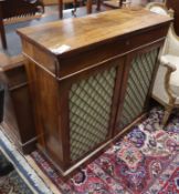 A Regency rosewood dwarf bookcase W.92cm