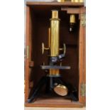 An early 20th century W Watsons & Sons mahogany cased microscope