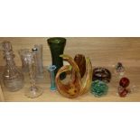 Seven pieces of Murano glass and four other pieces