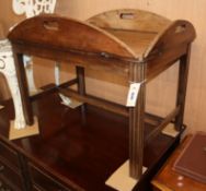 A George III mahogany Butler's tray, on later stand W.72cm