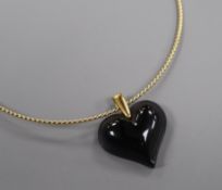 A Lalique heart shaped pendant necklet, heart 30mm.