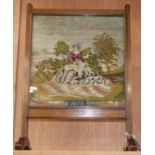 A Victorian woven tapestry firescreen H.60cm approx