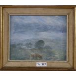Marian Kratochwil (1906-1997), oil on board, Cow in a landscape, signed, 25 x 31cm