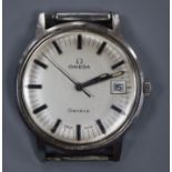 A gentleman's stainless steel Omega manual wind wrist watch with date aperture.