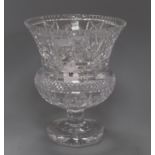 A thistle cut glass vase height 29cm