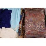 A Paisley summer shawl, various Indian stoles, sari and two scarves
