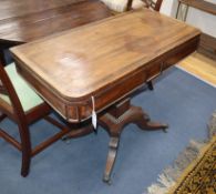 A late Regency mahogany folding card table W.92cm