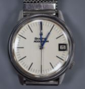 A gentleman's stainless steel Bulova Accutron date manual wind wrist watch, on expanding mesh