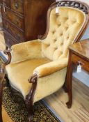 A Victorian mahogany buttonback armchair