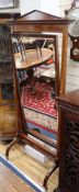 An Edwardian inlaid mahogany cheval mirror H.180cm