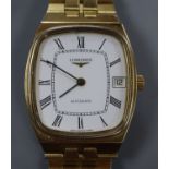 A gentleman's steel and gold plated Longines automatic wrist watch.