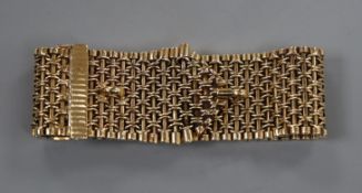 A late 1980's 9ct gold chain link bracelet, 74 grams, overall 18cm.