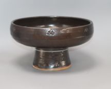 William 'Bill' Marshall (1923-1997), a studio pottery footed bowl, glazed in dark brown with