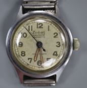 A 1940's? stainless steel Zodiac Inca Securit Hermetic manual wind boy's size wrist watch, on mesh