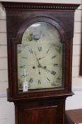 A Scottish Victorian eight day longcase clock by 'Cambleton' (?) with painted Roman dial H.202cm