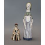 A Rye Pottery 'Miss Simplicity' oil/vinegar bottle and a Bernard Moss Mevagissey Pottery nodding