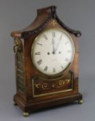 John Charles of Portsea. A Regency brass inset mahogany bracket clock, with painted dial and