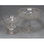 A Stuart glass pedestal bowl and another tallest 24cm