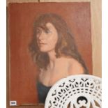 Peter Bryan Wardle, oil on canvas, Portrait of a lady, 56 x 46cm, unframed