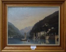 19th Century English School, oil on canvas, view of Villa Taverna, Torno, Lake Como, Italy,
