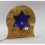A lamp with inset star shaped panel height 30cm