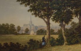 John Dobbin, (1815-1888), View of Darlington, Co. Durham, 1874, signed and dated verso, 25 x 39