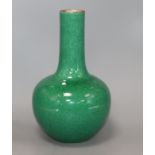 A Chinese bottle-shaped apple green crackle-glazed vase, H 32cm