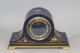 A 1920's Chinoiserie lacquer mantel clock height 19cm