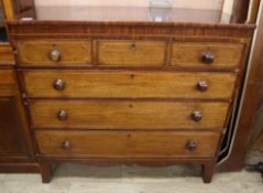 A George IV satinwood banded mahogany chest W.123cm