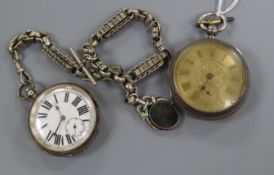 A large late Victorian silver pocket watch by John Forrest, London, one other silver pocket watch