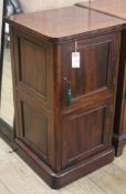 A Victorian mahogany twin compartment bedside cabinet H.80cm