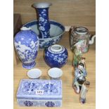 Assorted Oriental ceramics including a Gu vase, large blue and white bowl, etc. (a.f.)