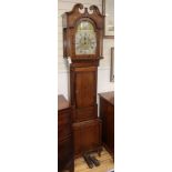 A late 18th century, oak and mahogany eight day longcase clock H.212cm