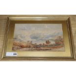 Copley Fielding, watercolour, Cowherd in a landscape, signed and dated 1827, 22 x 38cm