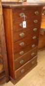 An Edwardian mahogany narrow seven drawer chest H.109cm