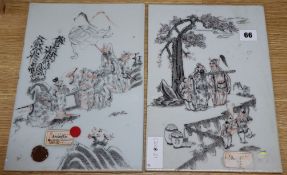 A pair of Chinese Republic period porcelain plaques 31 x 21.5cm