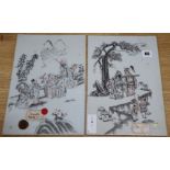 A pair of Chinese Republic period porcelain plaques 31 x 21.5cm