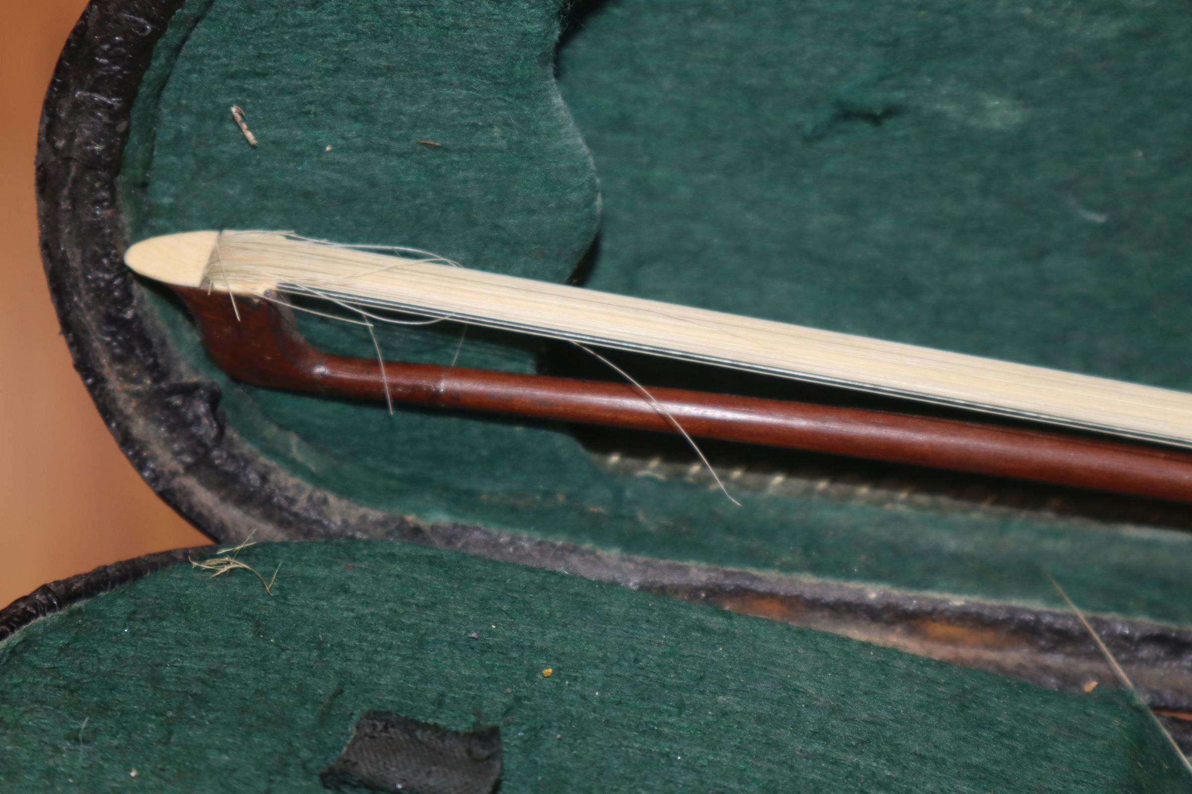 A late 19th / early 20th century Boosey & Co full size violin, cased with 2 bows - Image 7 of 10