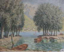 R. Woodnam, oil on canvas, Italian lake scene, signed, 51 x 61cm, unframed