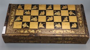 An Oriental lacquered chess/backgammon board