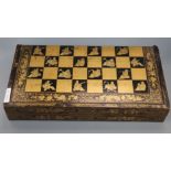 An Oriental lacquered chess/backgammon board