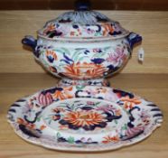 A large Masons ironstone tureen, cover and stand stand length 39cm