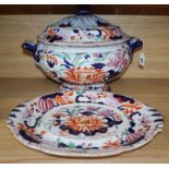 A large Masons ironstone tureen, cover and stand stand length 39cm