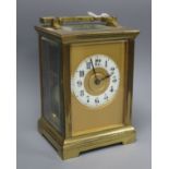 A late 19th century French gilt brass cased eight day carriage clock