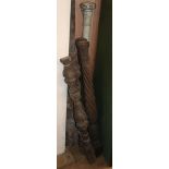 Six carved turned wood columns